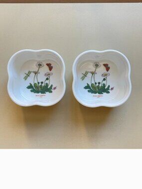 New Portmeirion Botanic Garden Set of 2 Ramekin Dishes Scallop Daisy Mini Bowl